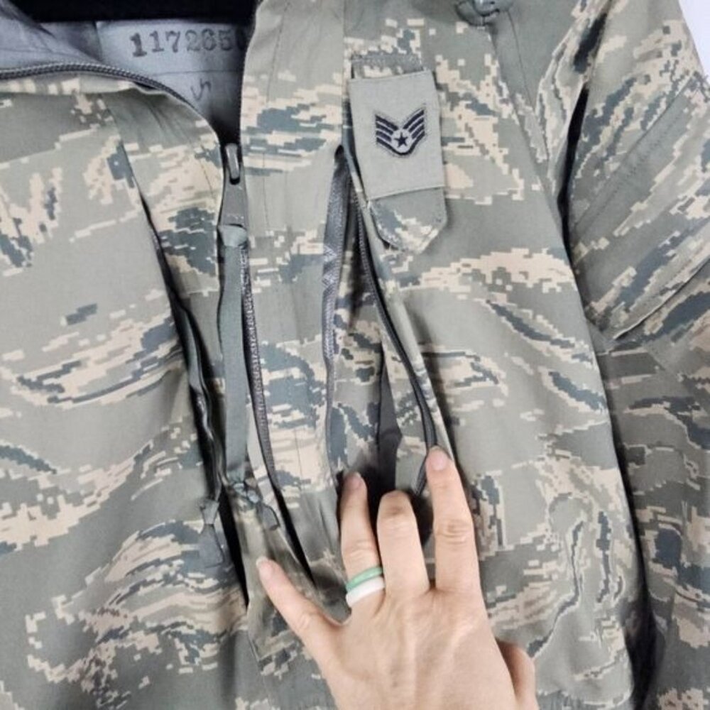 USAF Tiger Stripe Field Rainsuit Parka M Camo Military Outdoor Cargo Gorpcore - Picture 5 of 12